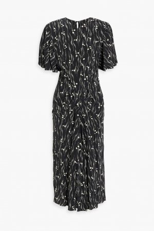 Платье миди из шелкового крепдешина со сборками Berwick ISABEL MARANT, черный Marant