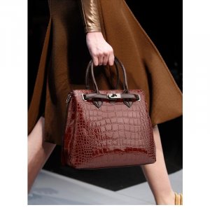 Женская сумка из лаковой кожи с крокодиловым узором, двухсекционная ручная на одно плечо, диагональная портфельная VIA ROMA