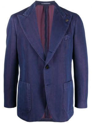 Однобортный пиджак в полоску Gabriele Pasini. Цвет: синий