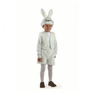 Карнавальный костюм «Заяц белый», мех, маска, жилет, шорты, р. 28, рост 110 см Батик. Цвет: белый