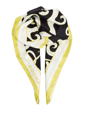 Шелковый платок с принтом и логотипом ROCHAS. Цвет: мульти