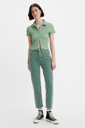 Зеленые укороченные джинсы 501 Levi's, бледно-зеленый Levi's