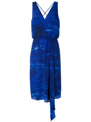 Платье с принтом и драпировкой Andrea Marques. Цвет: синий