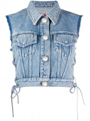 Укороченный джинсовый жилет Alessandra Rich. Цвет: синий