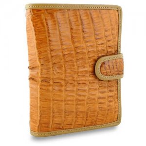 Бумажник , фактура под рептилию, оранжевый Exotic Leather. Цвет: оранжевый