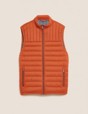 Жилет из пуха и пера с отделкой Stormwear™ высокой горловиной, Marks&Spencer Marks & Spencer. Цвет: яркий оранжевый