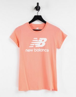Розовая футболка с большим логотипом -Розовый цвет New Balance