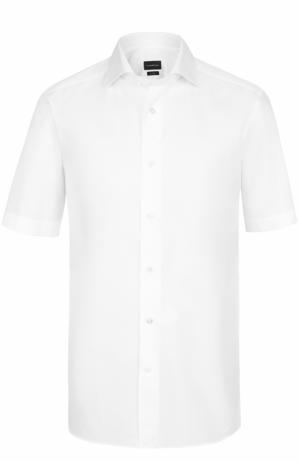 Хлопковая рубашка с короткими рукавами Ermenegildo Zegna. Цвет: белый