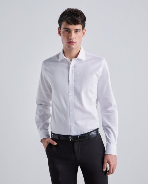 Мужская классическая рубашка приталенного кроя с длинными рукавами , белый Easy Wear