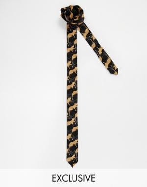 Леопардовый галстук Reclaimed Vintage. Цвет: черный