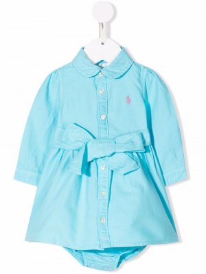 Платье-рубашка с вышитым логотипом Ralph Lauren Kids. Цвет: синий