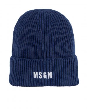 Вязаная шапка MSGM. Цвет: тем.синий