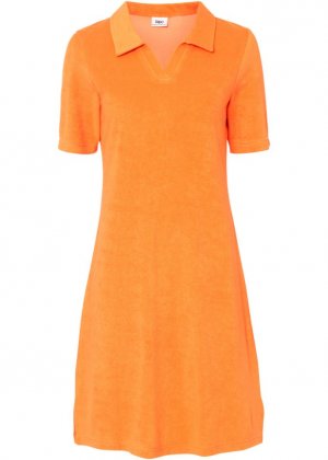 Платье из махровой ткани длиной до колена с воротником-поло, оранжевый Bpc Bonprix Collection