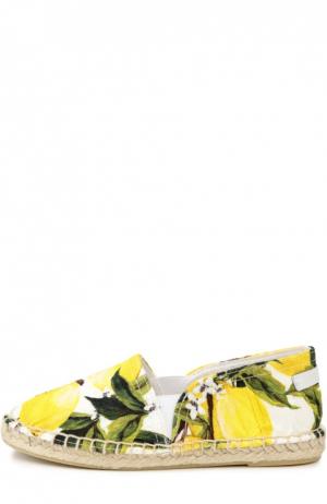 Текстильные эспадрильи с принтом Dolce & Gabbana. Цвет: желтый