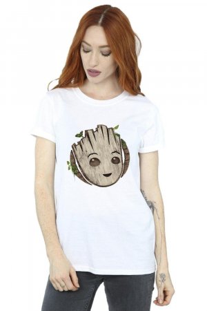 Хлопковая футболка бойфренда I Am Groot с деревянной головой , белый Marvel