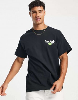 Черная футболка NY с яблоком New Look