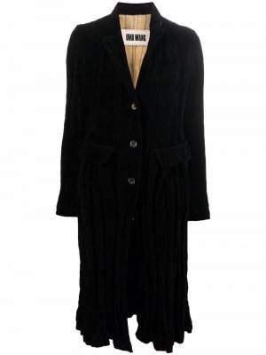 Однобортное пальто со складками Uma Wang. Цвет: черный