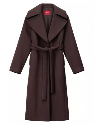 Полушерстяное пальто с поясом Carver , цвет dark chocolate Staud