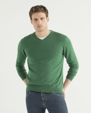 Зеленый тонкий мужской свитер , Florentino. Цвет: зеленый