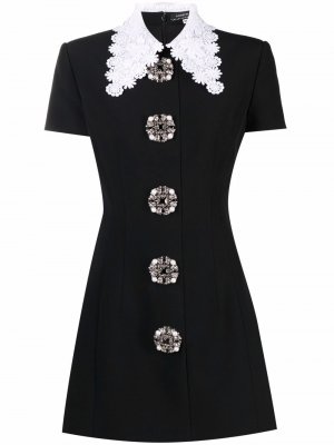 Платье мини с кружевным воротником Andrew Gn. Цвет: черный