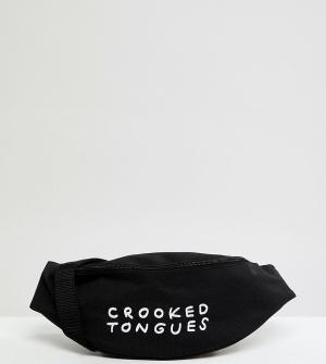 Черная сумка-кошелек на пояс с логотипом -Черный Crooked Tongues