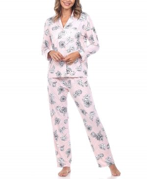 Женский пижамный комплект с длинными рукавами и цветочным принтом, 2 предмета White Mark