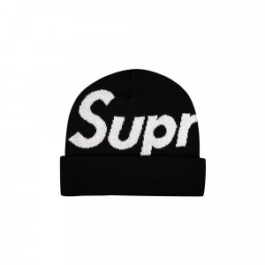 Шапка-бини с большим логотипом, черная Supreme