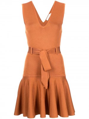 Платье мини с V-образным вырезом ZIMMERMANN. Цвет: оранжевый