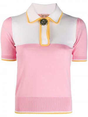 Рубашка-поло с декоративной пуговицей Nº21. Цвет: розовый
