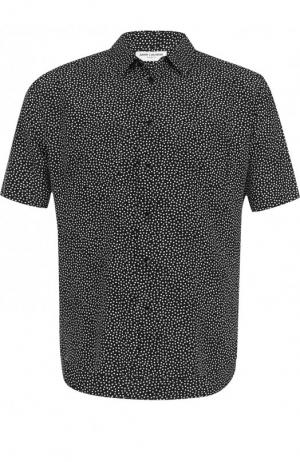 Шелковая рубашка с короткими рукавами Saint Laurent. Цвет: черно-белый