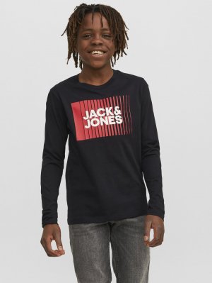 Топ с длинными рукавами JJECORP LOGO PLAY O NECK , цвет black Jack & Jones Junior