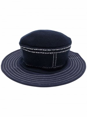 Шляпа с широкими полями и декоративной строчкой Barrie. Цвет: синий