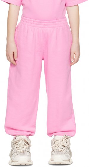 Детские розовые спортивные штаны с принтом Balenciaga Kids