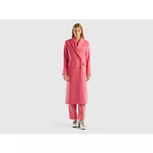 Пальто , размер 46, розовый UNITED COLORS OF BENETTON. Цвет: розовый