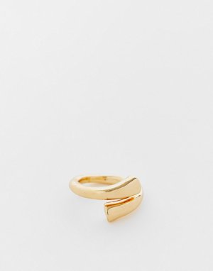 Золотистое массивное кольцо с минималистичным дизайном -Золотистый DesignB London