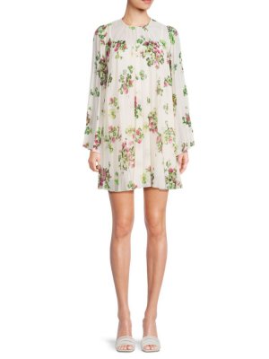Плиссированное мини-платье с цветочным принтом Redvalentino, цвет Ivory Multi REDValentino