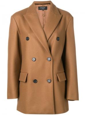 Классическое двубортное пальто Rochas. Цвет: коричневый