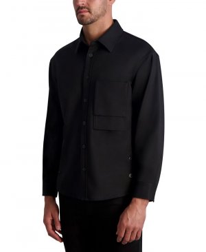 Мужская свободная рубашка с длинными рукавами и пуговицами переднего кармана KARL LAGERFELD PARIS, черный Paris