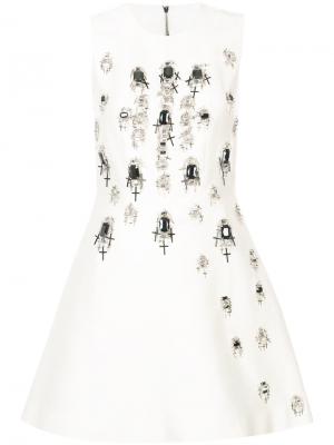 Платье декорированное кристаллами Thomas Wylde. Цвет: белый