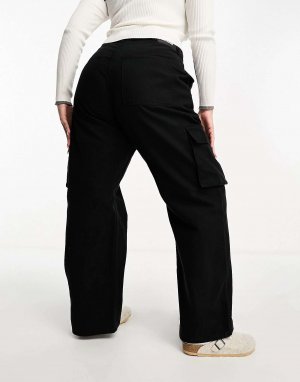 Черные практичные широкие брюки Echo Dr Denim. Цвет: черный