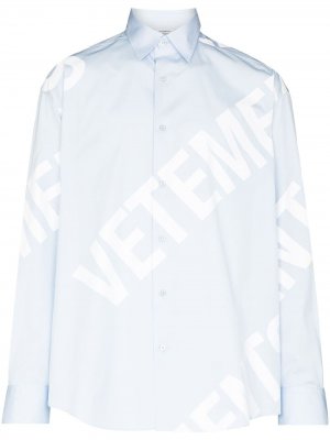 Giant Logo cotton shirt VETEMENTS. Цвет: синий