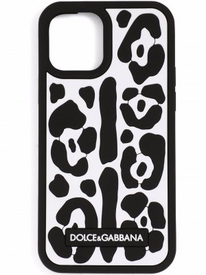 Чехол для iPhone 12 Pro с леопардовым принтом Dolce & Gabbana. Цвет: белый
