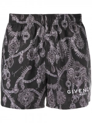 Плавки с принтом Givenchy. Цвет: черный