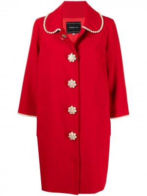 Декорированное однобортное пальто Andrew Gn. Цвет: красный