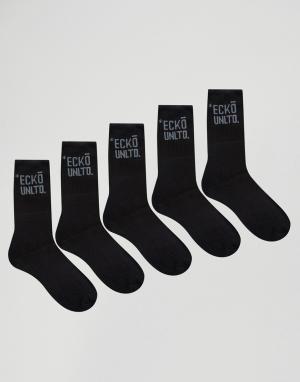 5 пары черных спортивных носков Ecko. Цвет: черный