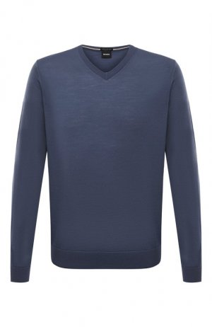 Шерстяной пуловер BOSS. Цвет: синий