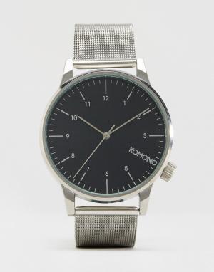 Серебристые часы с сетчатым браслетом Winston Royale Komono. Цвет: серебряный
