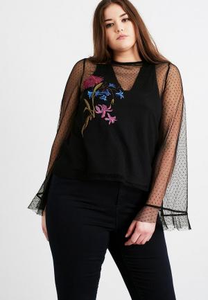Блуза LOST INK PLUS SWING TOP WITH EMBROIDERY. Цвет: черный