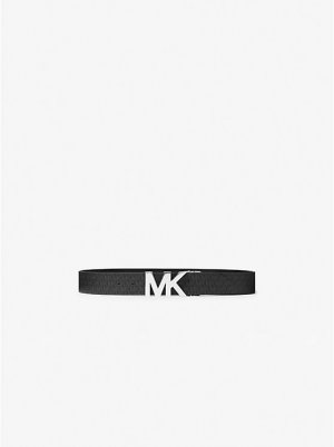 Двусторонний логотип и кожаный поясной ремень , черный Michael Kors