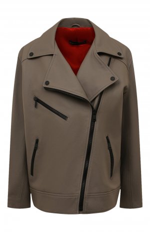 Кожаная куртка Maslov. Цвет: серый